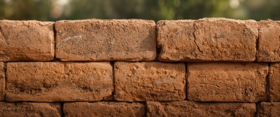 Obraz premium Texture background featuring a Mud brick wall with clay, soil, and straw blend