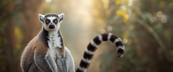 A ring-tailed lemur (Lemur catta) in portrait form