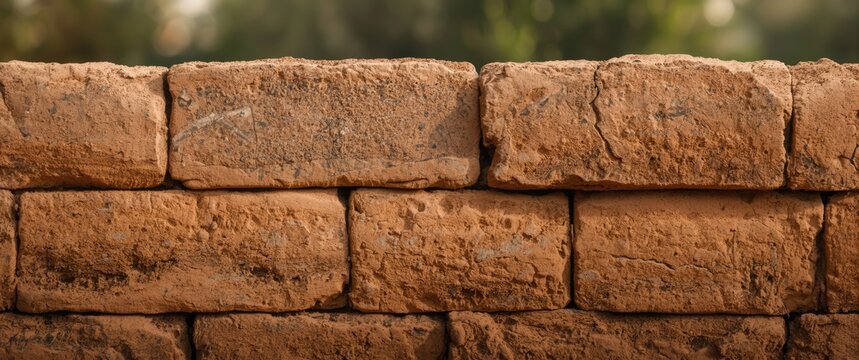 Texture background featuring a Mud brick wall with clay, soil, and straw blend