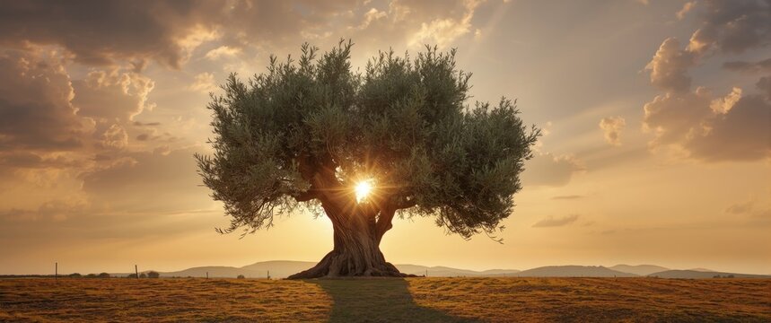 Olive tree during sunset