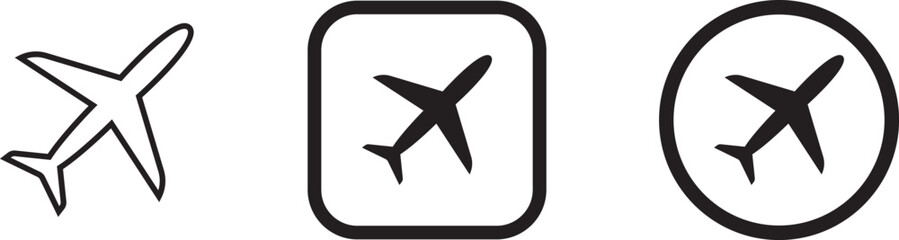 Plane icon set. Flight transport symbol. Airplane icon vector. Travel flat illustration. Travel symbol. Vector EPS 10