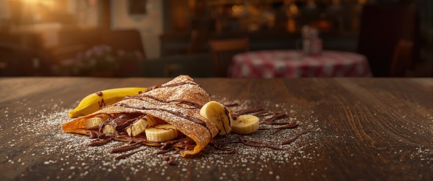 Crepes with Banana and Chocolate Hazelnut Spread Filling
