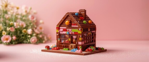 Naklejka premium Chocolate House Built with LEGO