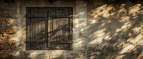 Picture of a vintage wooden window featuring shutters