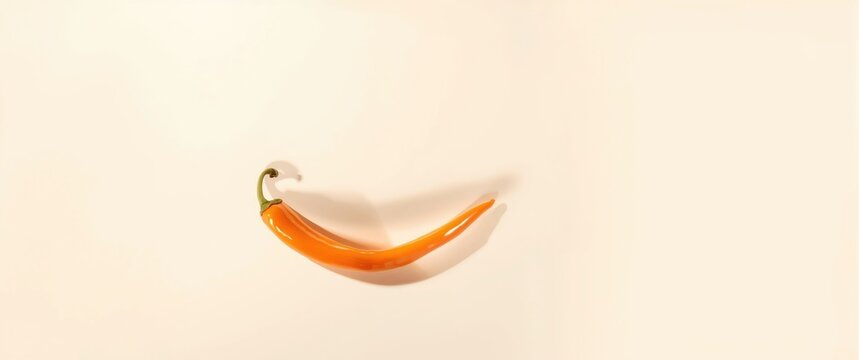 Orange hot chili pepper on a plain white plate