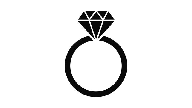 Minimal Diamond Ring Icon in Black and White

