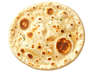 Freshly Cooked Chapati Flatbread with Light Brown Spots, Top View, isolated on transparent background