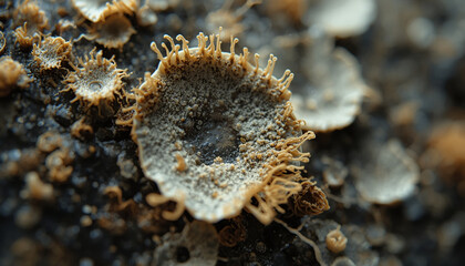 A close-up view of a unique fungus growing in a natural environment.