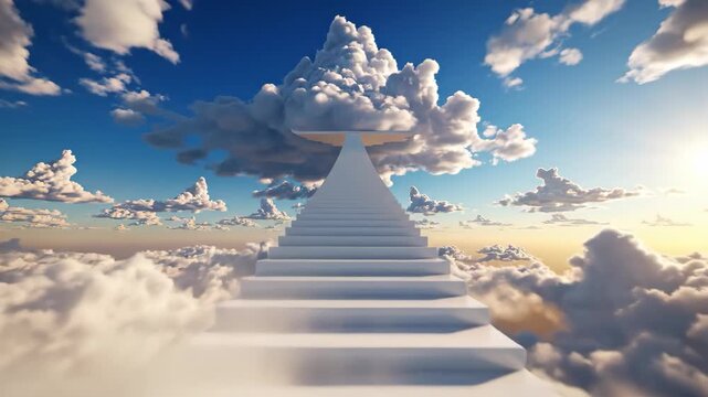 Blue sky with clouds, peaceful nature background with copy space