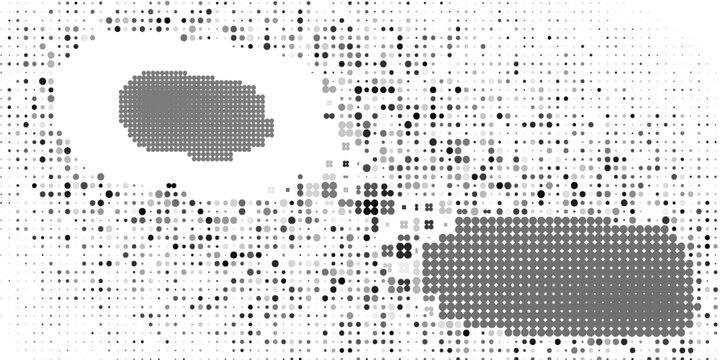 Grunge halftone gradient background. Faded grit noise texture. White and black sand wallpaper. Retro pixelated backdrop. Anime or manga style comic overlay. Vector graphic design textured template