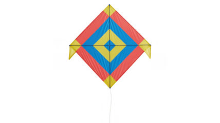 Colorful diamond shaped kite blue isolated on a transparent background