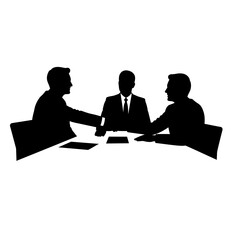 Two businessmen shaking hands in a meeting silhouette