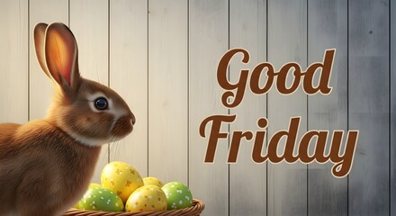 Good friday easter celebration with bunny and eggs