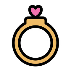 Gold Heart Engagement Ring Icon for Love and Commitment