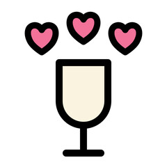Wine Glass with Hearts Icon Celebrating Love and Romance