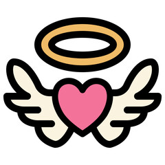 Cute Winged Heart with Halo Icon Vector Illustration