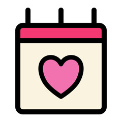 Valentines Day Love Date Calendar Icon Vector Graphic