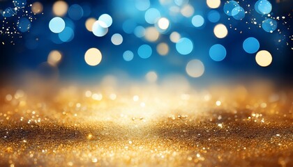 Blue And Gold Abstract Background And Bokeh