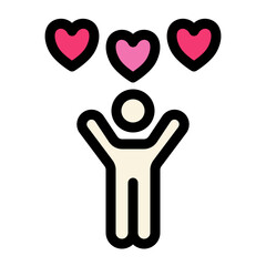 Person Receiving Love and Likes Icon Social Media Engagement