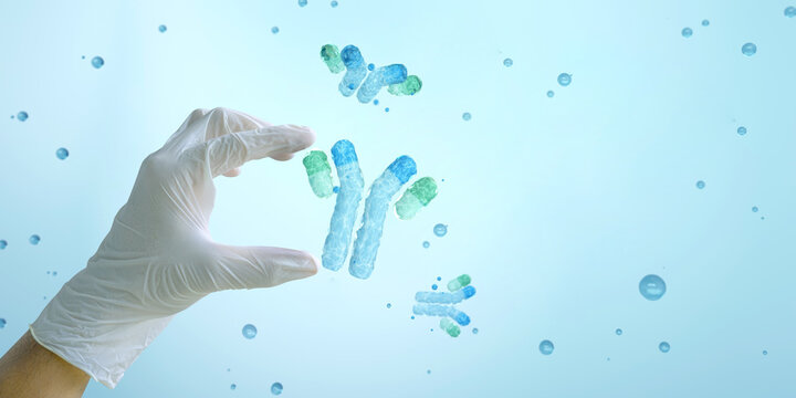 mAb or monoclonal antibody, antigen. The concept of vaccine. Innovative methods to treat virus. 3d render