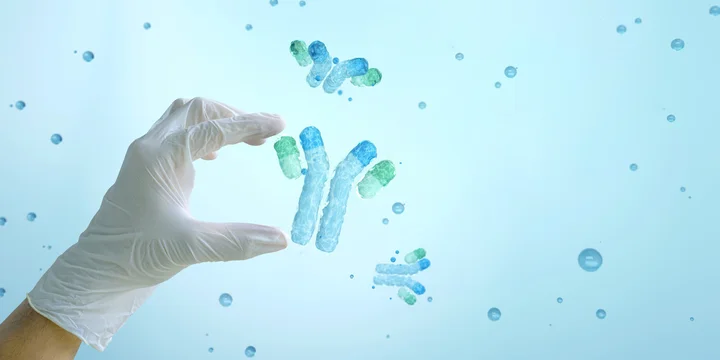 mAb or monoclonal antibody, antigen. The concept of vaccine. Innovative methods to treat virus. 3d render