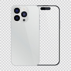 Vector realistic smartphone 15 pro. Realistic gadget set png. Vector electronic device with blank empty screen isolated on transparent background.