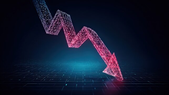 An abstract depiction of a downward arrow suggests a decline. The image evokes feelings of economic hardship or a loss in value.  ..Created with Generative AI, not depicting real subjects.