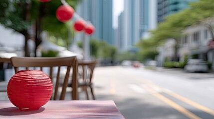 Red lanterns hang overhead as crowds gather at the market for the festive Chinese New Year celebration