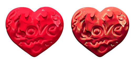 Fototapeta premium Heart shaped 3D illustration with the love text