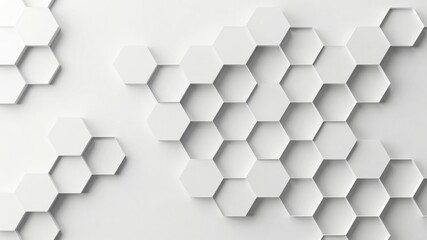 White hexagonal geometric pattern background, abstract 3d honeycomb structure