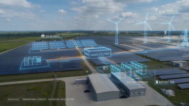 Advanced microgrid system efficiently manages diverse renewable energy source. Smart grid promotes sustainable power generation network