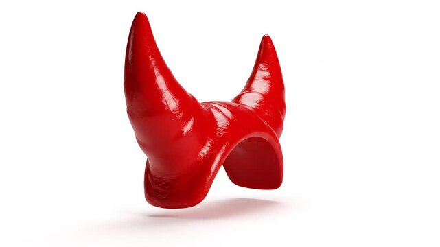 Red Devil Horns Headband 3D Animation Render on White Background Halloween Concept