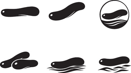 Sea Cucumber Silhouette Icon Set