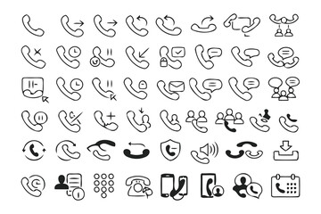 Fototapeta premium hand-drawn phone and communication icons: calls and messages
