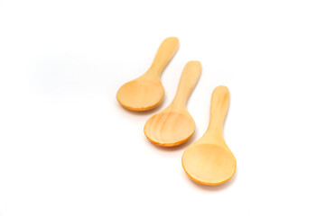 Three Wooden Spoons Isolated on White Background
