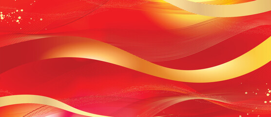Obraz na płótnie Canvas Chinese New Year luxury abstract wave vector background with red ribbons and gold gradients. Elegant premium design for banners, posters, invitations and packaging.