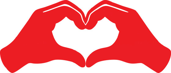 Fototapeta premium red hands forming heart shape with fingers isolated on transparent background