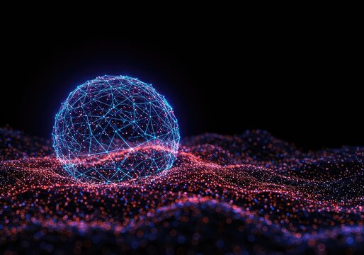 Abstract glowing network structure representing verified communication and the foundation of universal factual principles ,integrity ,essence ,light