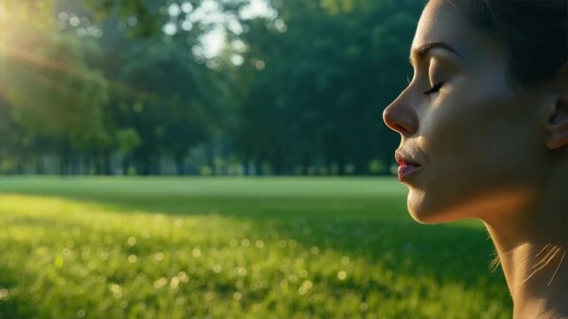 A serene moment of meditation in nature, capturing the essence of tranquility and mindfulness under sunlight.