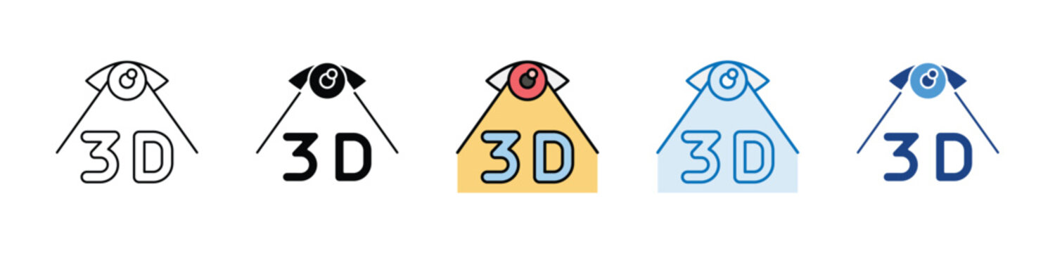 3D Scanner minimal icon set multiple style collection