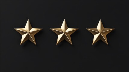 Obraz premium Three golden stars on black background award trophy