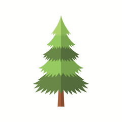 Pine tree flat vector illustration isolated on white background