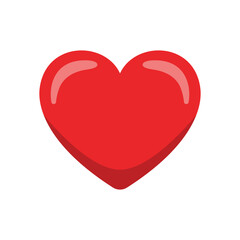 Simple red heart flat vector illustration isolated on white background