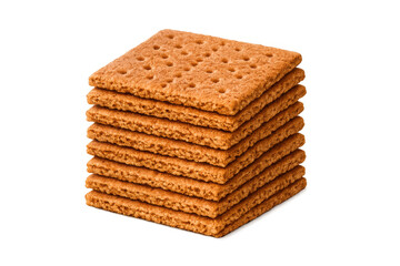 Stack of square graham crackers, a sweet honey and wheat snack, delicious crispy biscuits for s'mores
