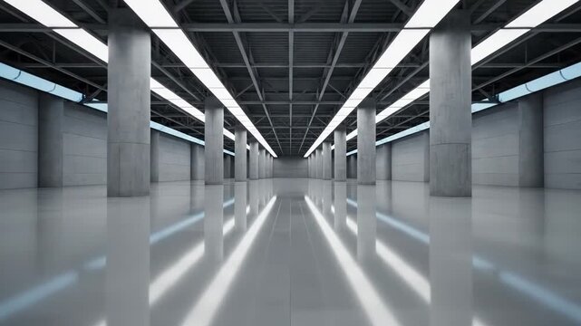 Vast Modern Architecture Interior with Reflections