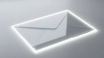 White envelope with glowing outline on gray background