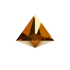 Fototapeta premium Geometric golden pyramid gemstone faceted crystal isolated on transparent background