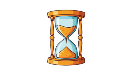 Cartoon Hourglass Sticker Illustration With Falling Sand