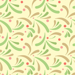 Soft botanical leaf pattern with green shapes, abstract floral design, seamless nature background.
