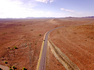 Aerial of desert landscape, dry earth